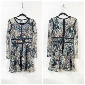 2/$30 Xhilaration Medium Womens Multicolor Floral Mesh Lace  A-line Dress